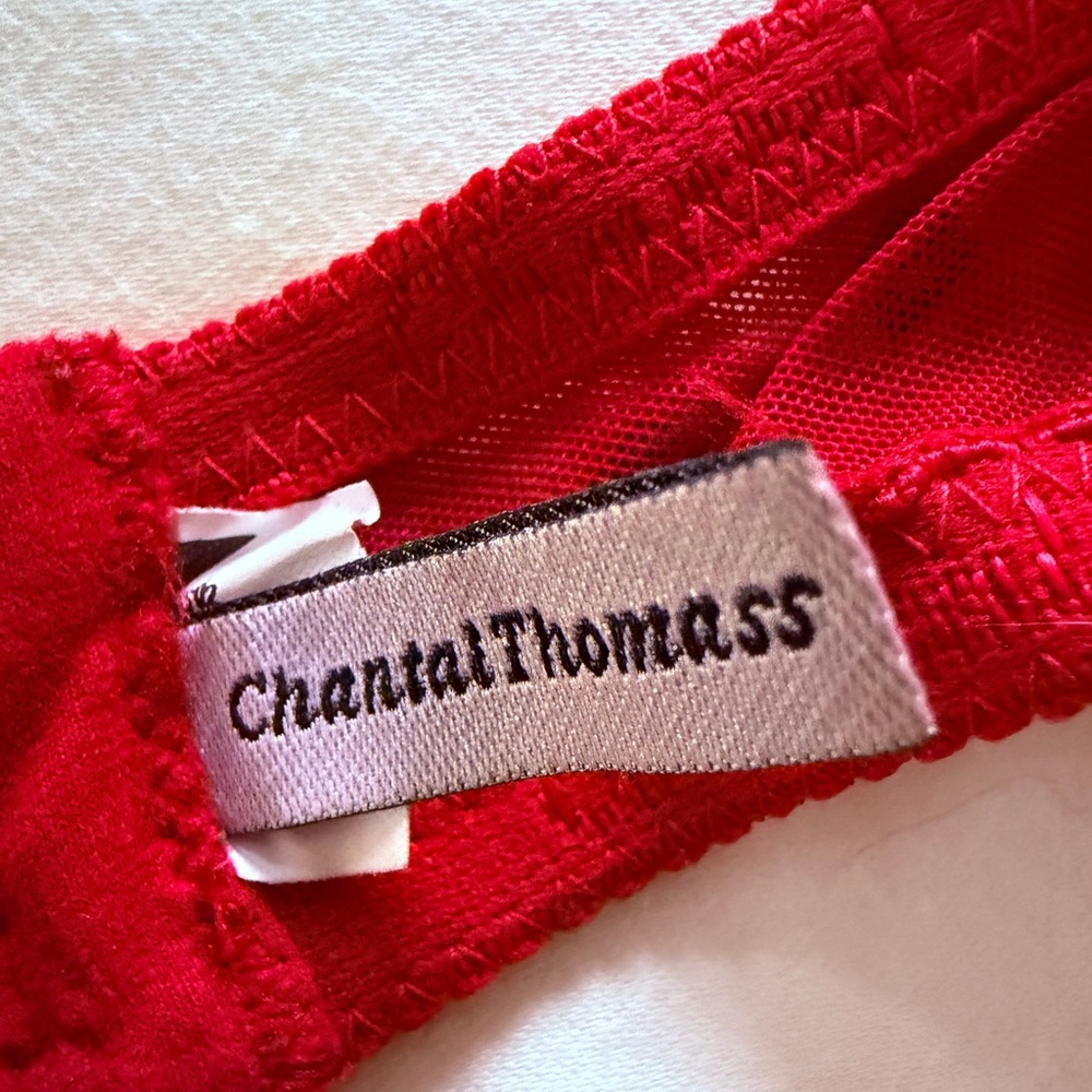 Preowned Chantal Thomass Sexy Lingerie Set Red Black Polka Dot Sz 36C/XS-S - Picture 8 of 8